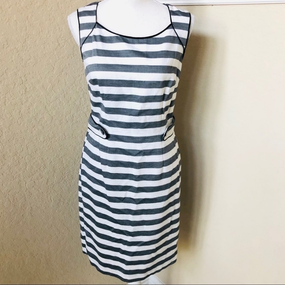 Banana Republic stripe sheath dress size 2 grey/wh - Picture 9 of 9